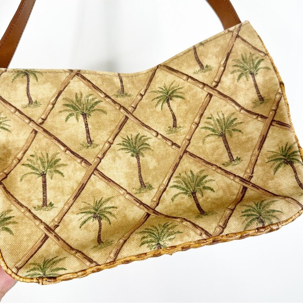 Fossil Canvas And Wicker Palm Tree Print Shoulder… - image 2